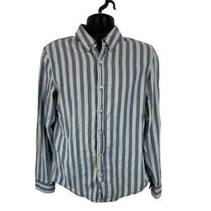 Hawkings McGill Striped Longsleeve Shirt Size Medium Blue / White Cotton Preppy